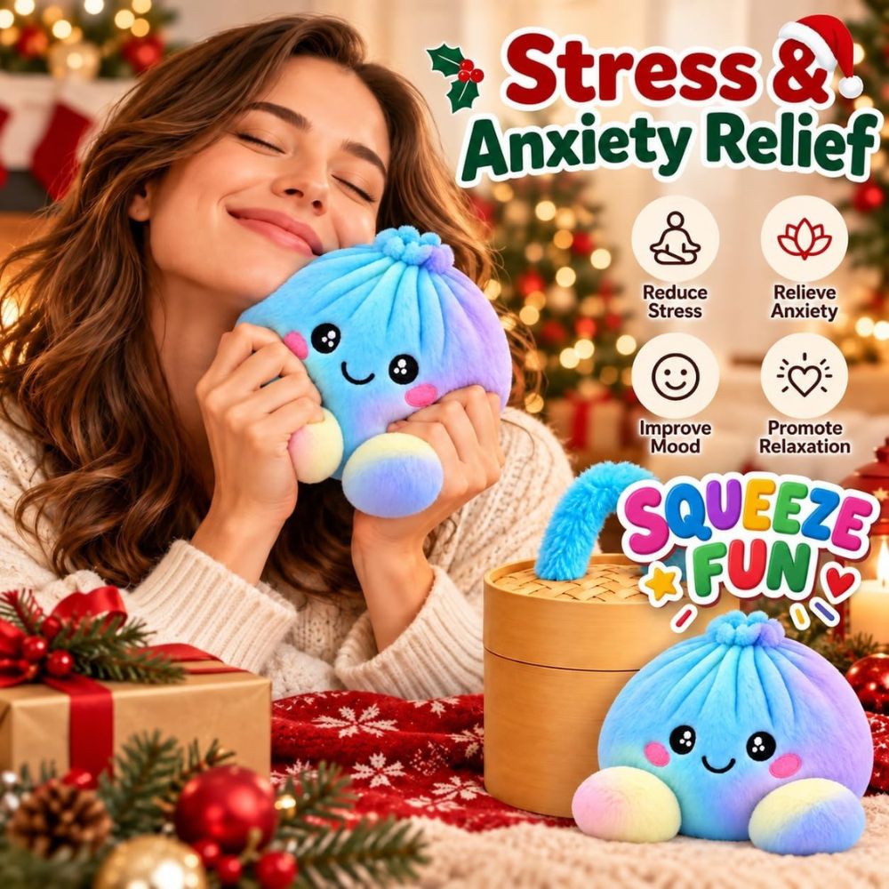 Cute Plush Dumpling Soft Rainbow Squishies with Steamer for Adults Gift