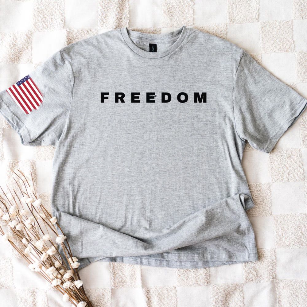 Charlie Kirk Freedom Shirt, American Flag, Charlie Kirk Memorial Right Sleeve Imprint Shirt