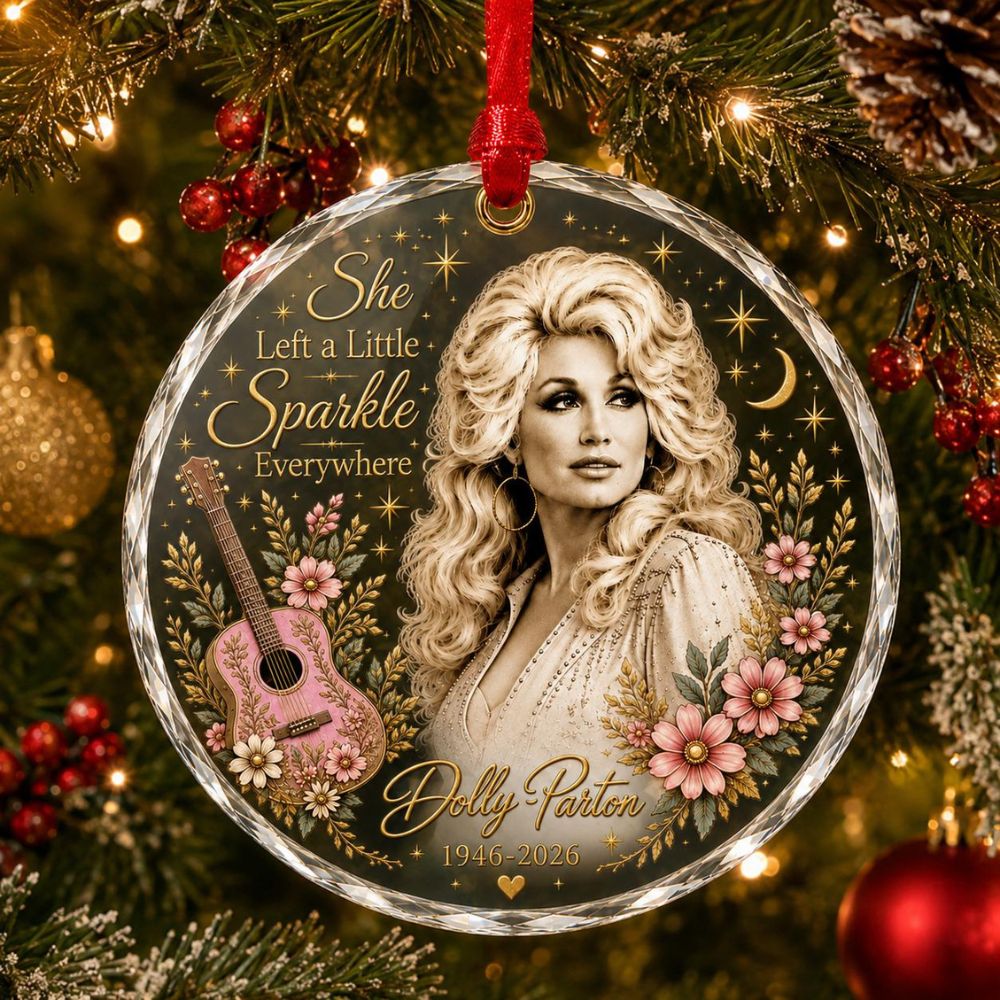 Dolly Parton Christmas Ornament, Country Music Legend Memorial Glass Ornament, She Left a Little Sparkle