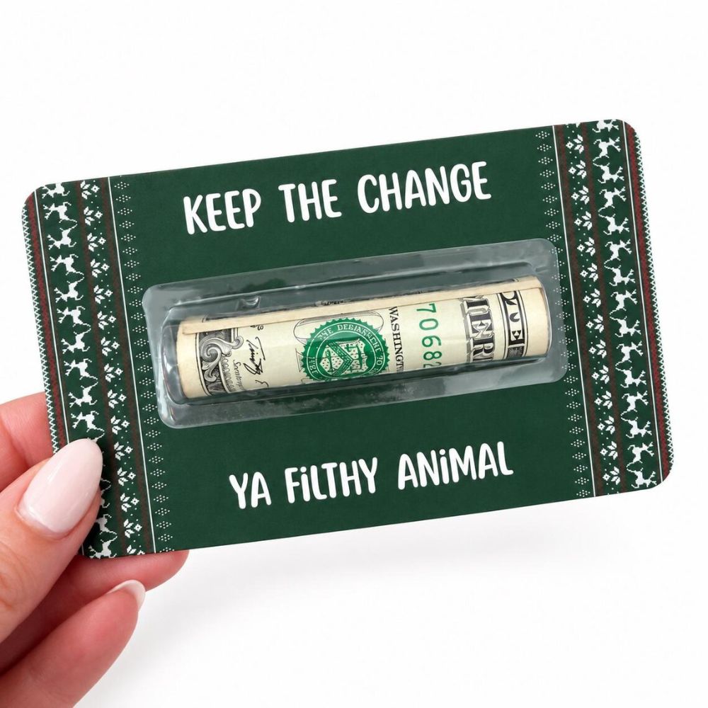 Christmas Money Holder Card, Funny Cash Gift for Teens, Money Card with Clear Dome