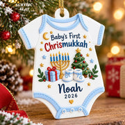 Baby’s First Chrismukkah Ornament, Personalized Acrylic Ornament, Hanukkah Baby Gift