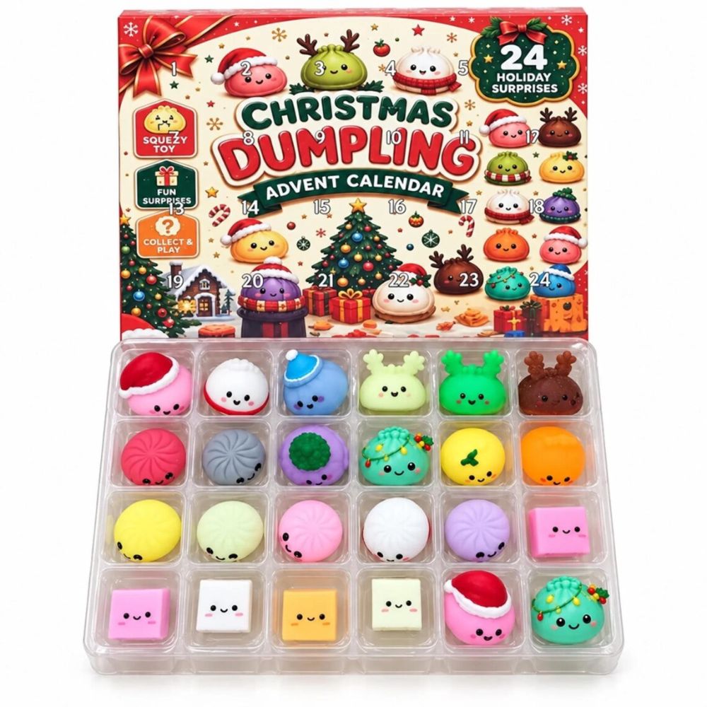 Christmas Dumpling Advent Calendar 2026, 24 Days Squishy Countdown, Dumpling Surprise Box, Blind Box Xmas Gift for Kids