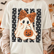 Preppy Halloween Ghost Polka Dots Shirt, Halloween Pumpkin Shirt, Cute Ghost Boo, Spooky Season