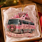Dolly Parton Tour Bus Acrylic Ornament, Pink Guitar Cowgirl Christmas Ornament, Holiday Tree Decor Gift