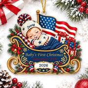 Personalized First Christmas 2026 Ornament, 250th America Anniversary Ornament, New Baby Ornament