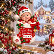 Personalized Baby First Christmas Ornament, Custom Photo Acrylic Ornament, New Born Gift