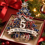 Custom 250th Anniversary Acrylic Ornament, Personalized Christmas Ornament, America Patriotic Family Gift