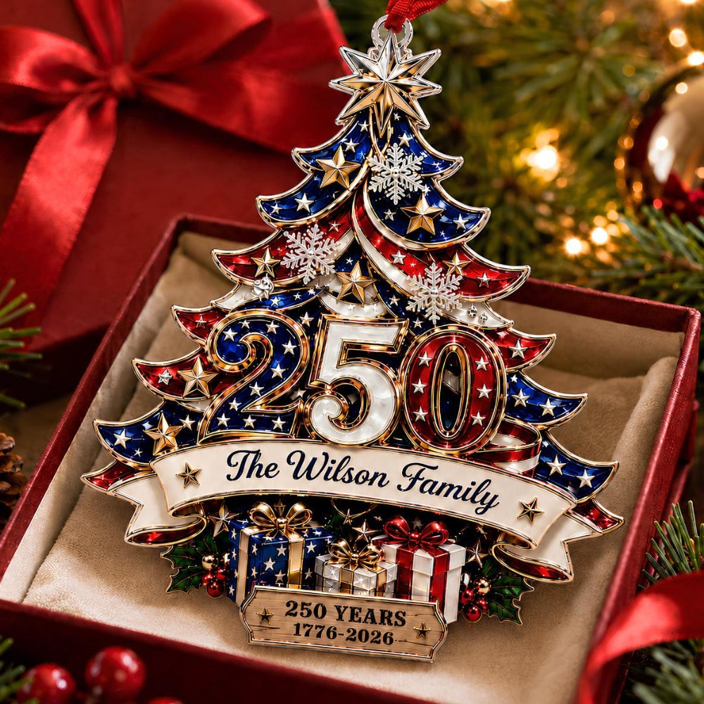 Custom 250th Anniversary Acrylic Ornament, Personalized Christmas Ornament, America Patriotic Family Gift