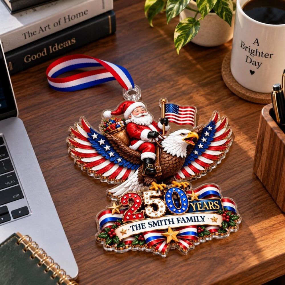 Personalized 250th America Christmas Ornament | Patriotic Family Ornament | USA Eagle Ornament