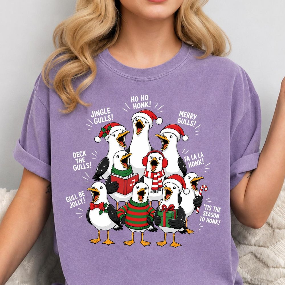 Funny Christmas Comfort Shirt, Christmas Seagull Shirt, Holiday Season T-shirt, Christmas Gift