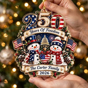 Personalized 250 Years of Freedom Christmas Ornament, Custom Family Name Acrylic Keepsake, America 250th Patriotic Holiday Gift