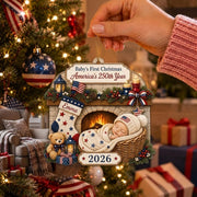 Personalized Baby's 1st Christmas 250th America Anniversary Ornament, New Baby Acrylic Ornament, Patriotic Ornament