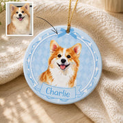 Custom Pet Photo Ornament, Personalized Watercolor Dog Cat Ornament, Pet Loss Memorial Gift, Sympathy Gift