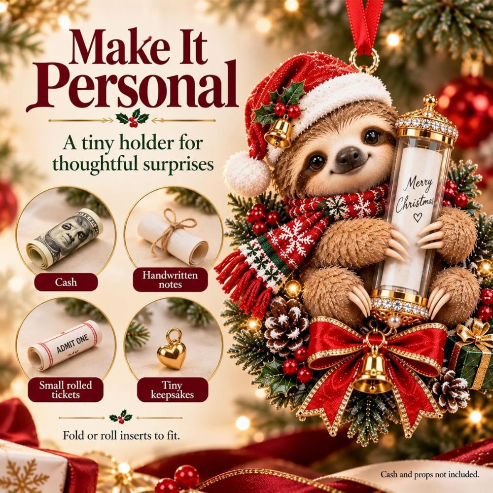 Christmas Cute Animal Cash Gift Ornament, Clear Acrylic Money Holder, Xmas Tree Hanging Decoration For Family
