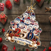 Personalized 250 Years Of Freedom Christmas Ornament, Snowman Custom Acrylic Keepsake, USA 250th Ornament