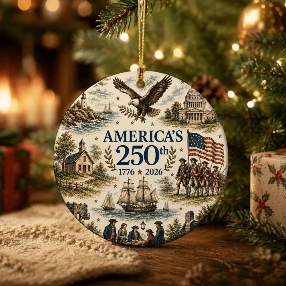 USA 250th Anniversary Ornament, 1776-2026 Patriotic Christmas Ornament, Semiquincentennial Gift