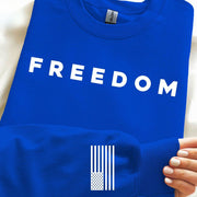 Freedom Right Sleeve Imprint Sweatshirt, American Flag, Patriotic Apparel