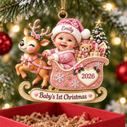 Personalized Baby’s First Christmas Ornament 2026, Custom Name Acrylic Keepsake, Newborn Baby Girl Boy Gift
