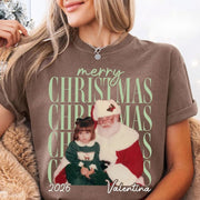 Custom Vintage Photo Christmas Comfort Shirt, Personalized Name Matching Family Party Shirts