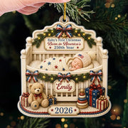 Personalized First Christmas Ornament, 250th America Anniversary Gift for New Mom Dad Parents