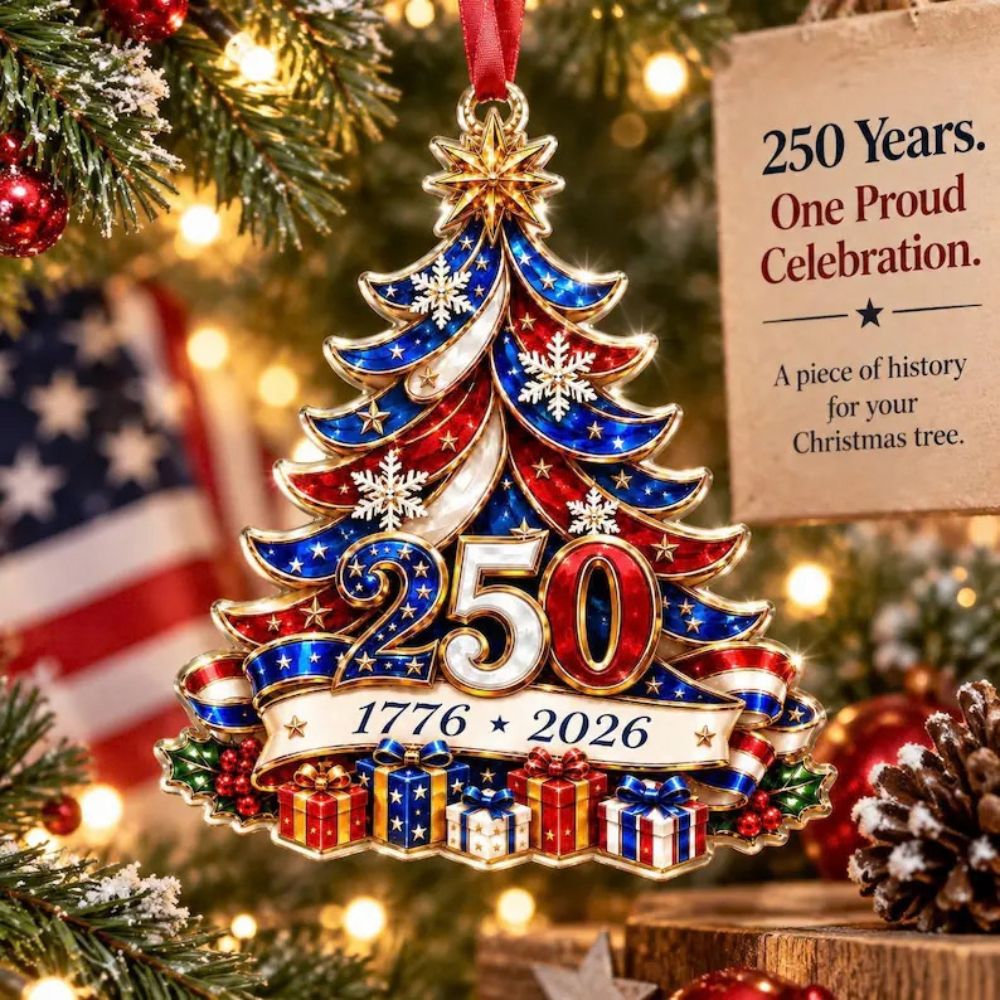 250th America Anniversary Ornament 2026, 1776-2026 Christmas Ornament, Patriotic American Gift
