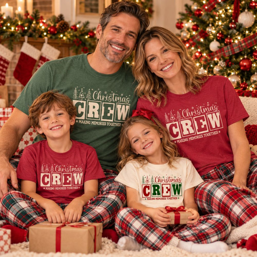 Personalized Christmas Crew Shirts, Retro Matching Family Comfort Colors Shirt, Family Reunion Shirts Xmas