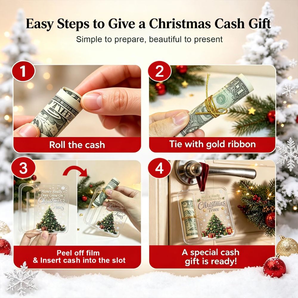 Funny Christmas Cash Gift Ornament, Acrylic Money Holder, Christmas Ornament For Family