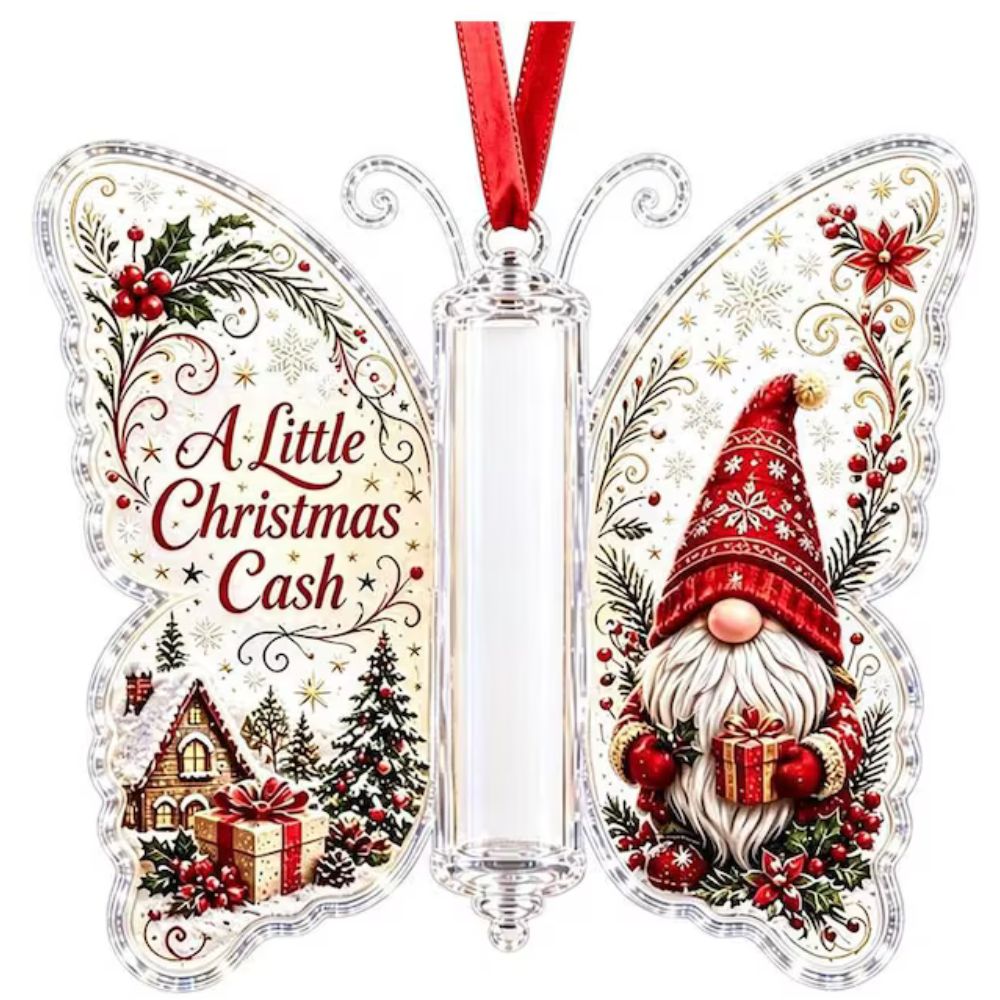 Butterfly Christmas Cash Holder Ornament, Acrylic Money Gift Holder, Christmas Gift For Kid