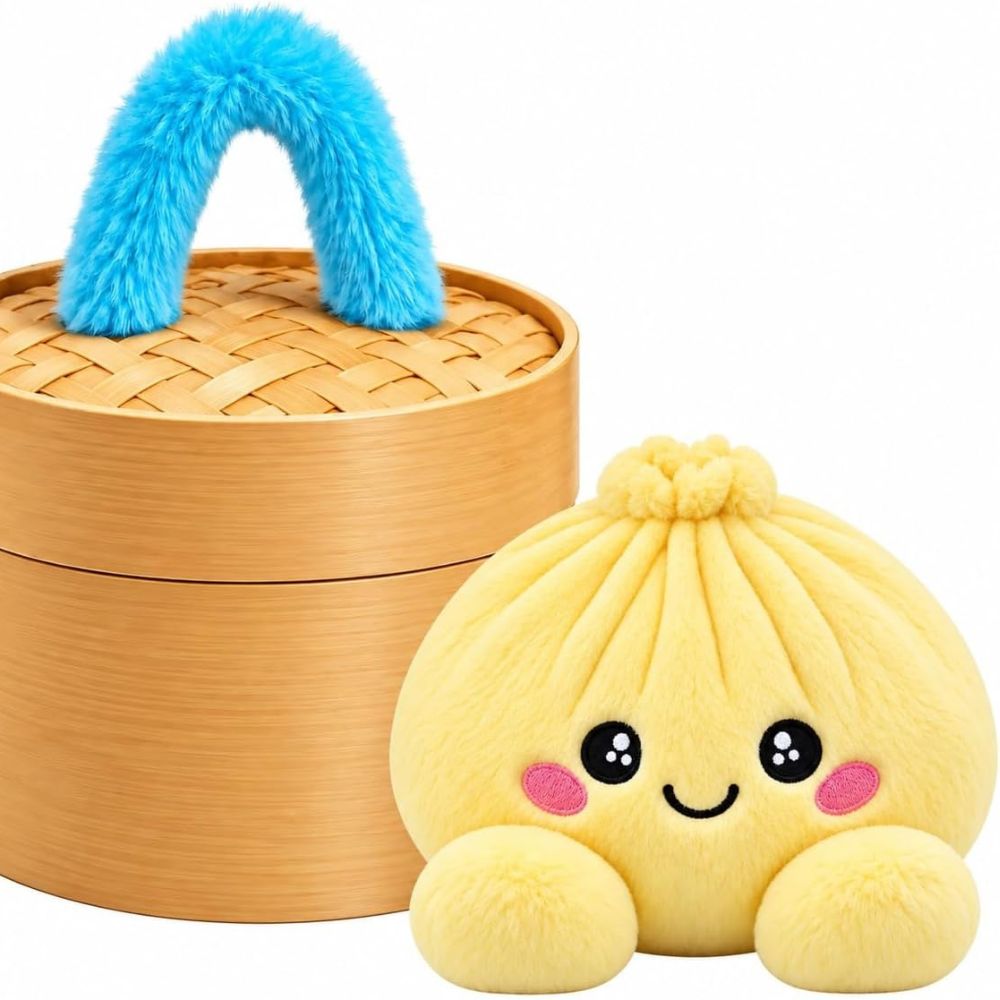 Cute Plush Dumpling Soft Rainbow Squishies with Steamer for Adults Gift