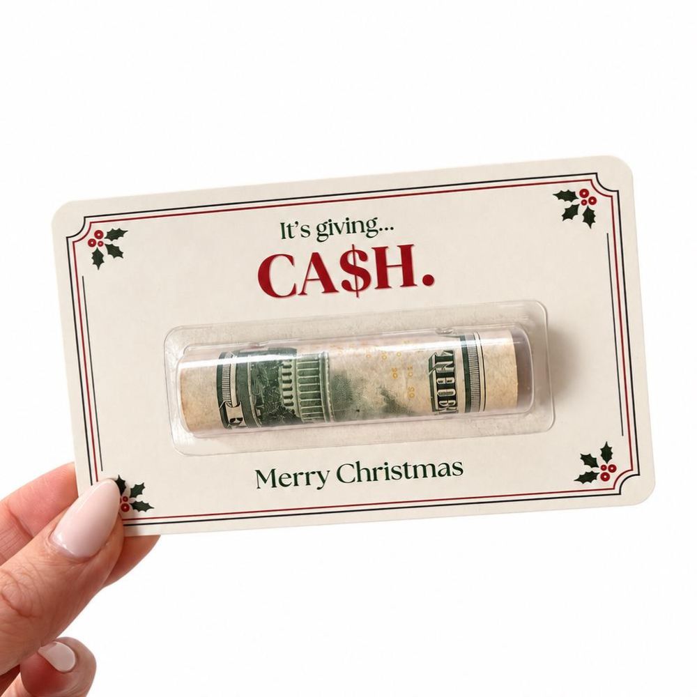 Christmas Money Holder Card, Funny Cash Gift for Teens, Money Card with Clear Dome