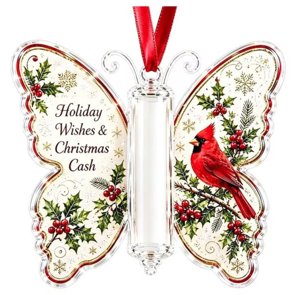 Butterfly Christmas Cash Holder Ornament, Acrylic Money Gift Holder, Christmas Gift For Kid