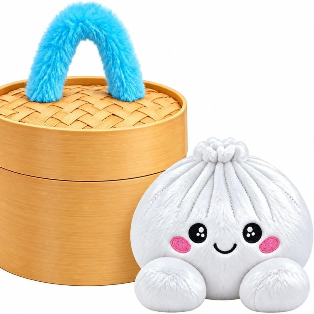 Cute Plush Dumpling Soft Rainbow Squishies with Steamer for Adults Gift