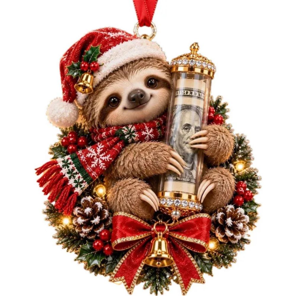 Christmas Cute Animal Cash Gift Ornament, Clear Acrylic Money Holder, Xmas Tree Hanging Decoration For Family