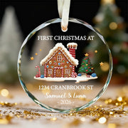 Custom New Home Ornament, Personalized Glass Ornament, First Christmas Gift, Housewarming gift