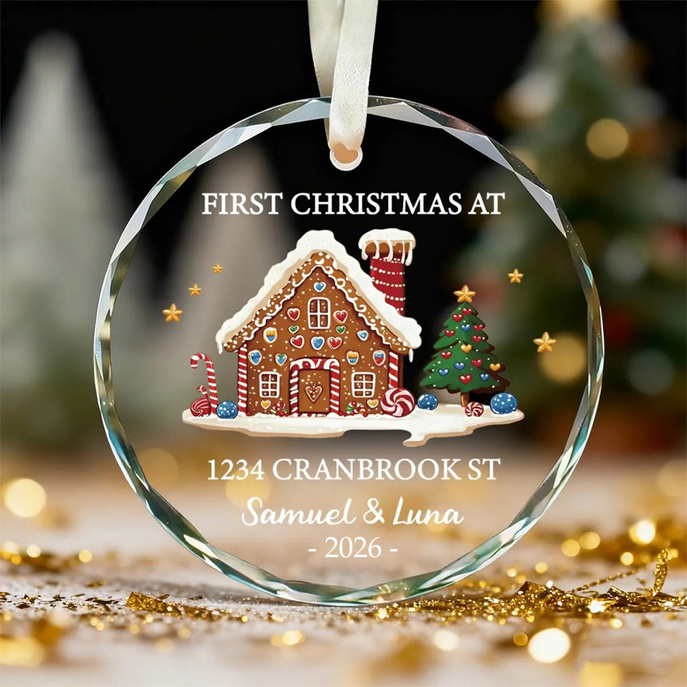 Custom New Home Ornament, Personalized Glass Ornament, First Christmas Gift, Housewarming gift