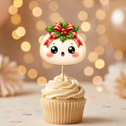 Cute Christmas Dumpling Cupcake Topper, Personalized Cupcake Topper, Funny Party Decorations