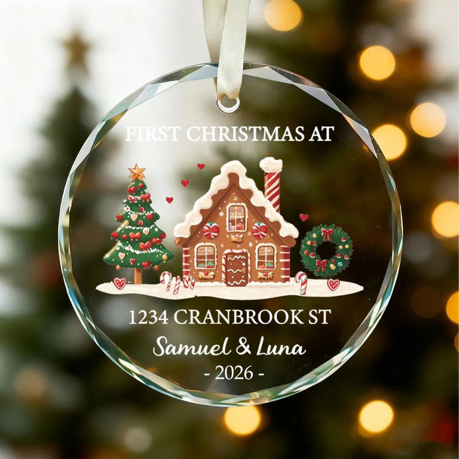 Custom New Home Ornament, Personalized Glass Ornament, First Christmas Gift, Housewarming gift