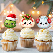 Cute Christmas Dumpling Cupcake Topper, Personalized Cupcake Topper, Funny Party Decorations