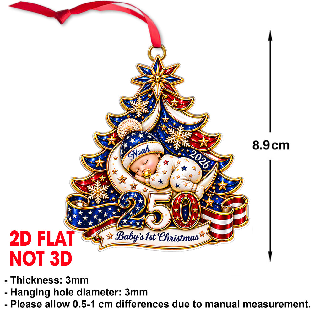 Personalized Baby's 1st Christmas, 250th America Anniversary Acrylic Ornament, New Baby Ornament
