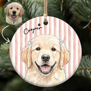 Custom Pet Portrait & Name Photo Watercolor Ornament, Personalized Pet Photo Ornament, Christmas Gift