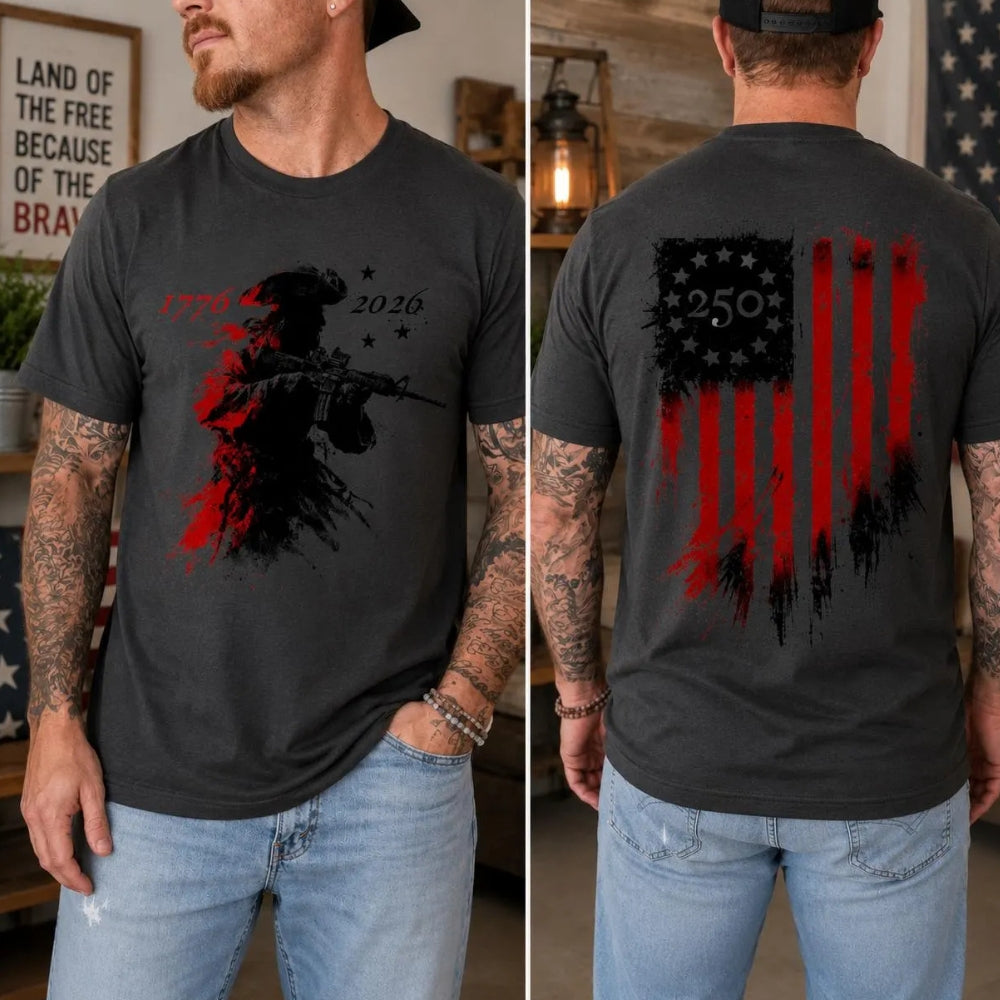 USA 250 Years Celebration Shirt, Modern Patriot 1776-2026 Front & Back Shirt, American Flag Heritage