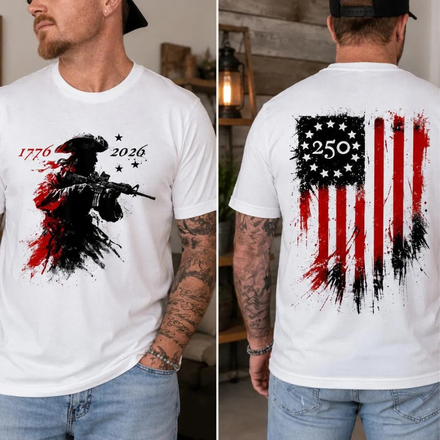 USA 250 Years Celebration Shirt, Modern Patriot 1776-2026 Front & Back Shirt, American Flag Heritage
