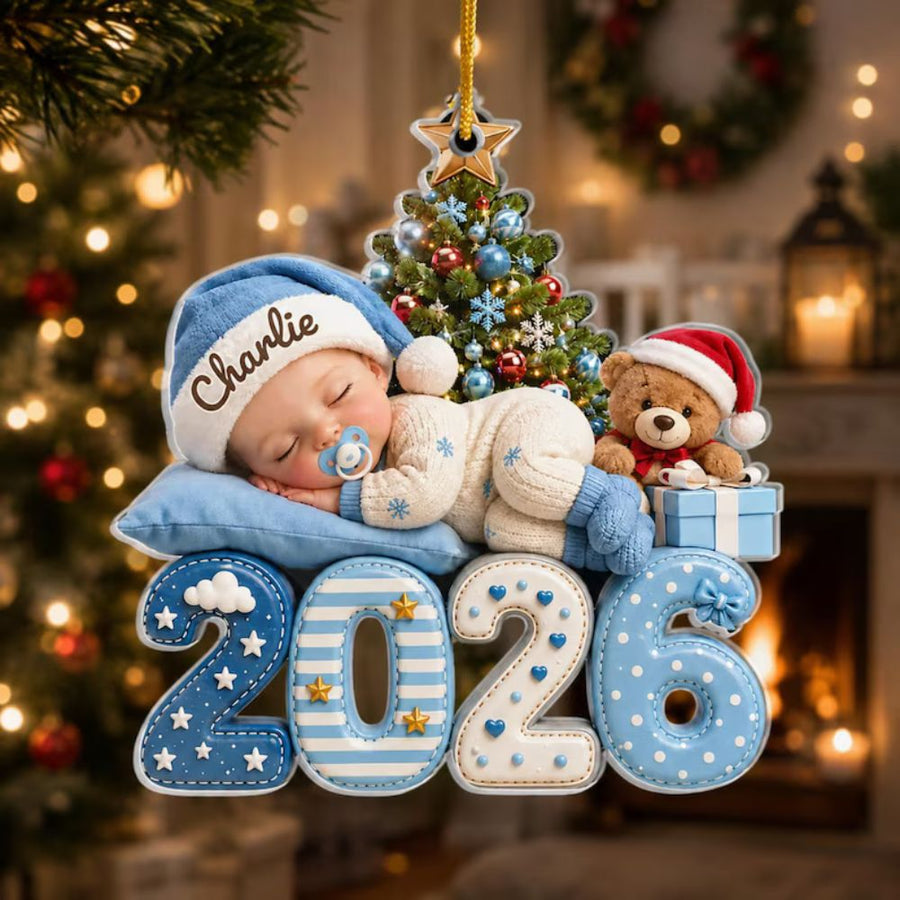 Baby's First Christmas, Personalized Acrylic Ornament, Custom Baby Name 2026 Ornament