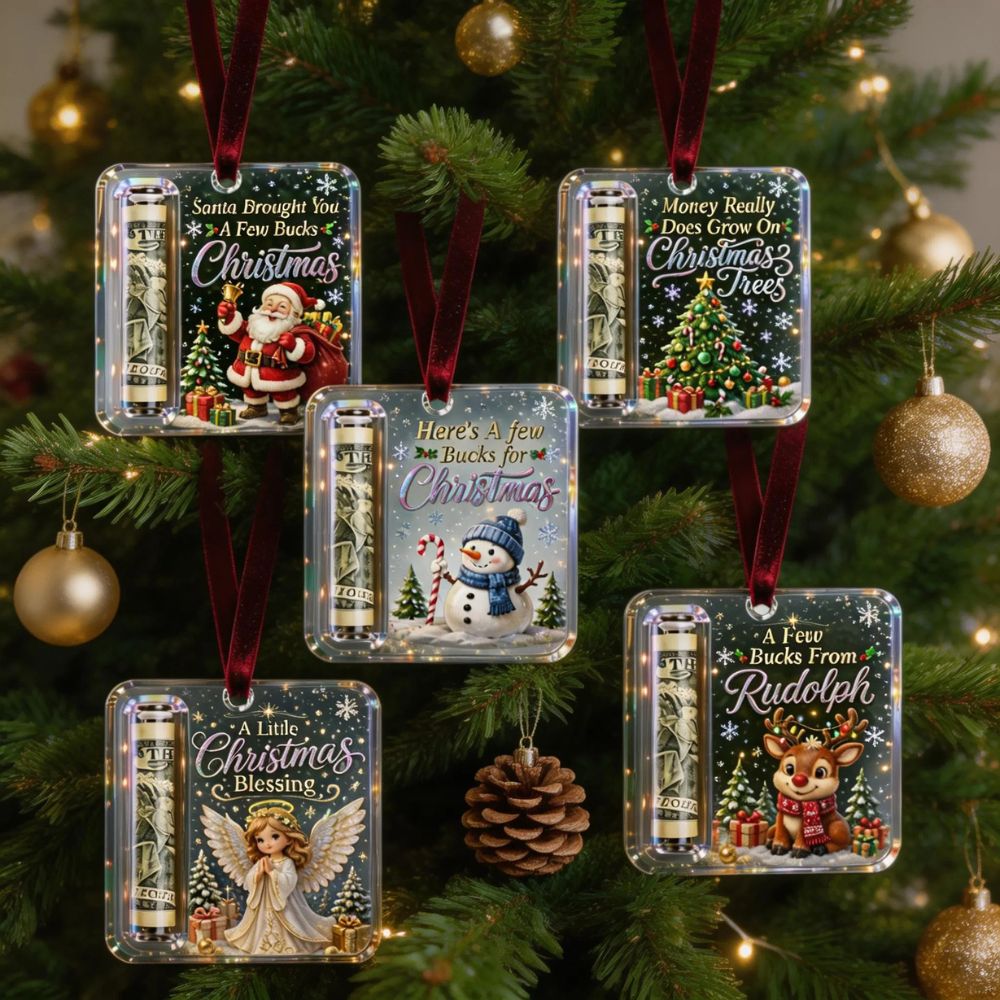 Funny Christmas Cash Gift Ornament, Acrylic Money Holder, Christmas Ornament For Family