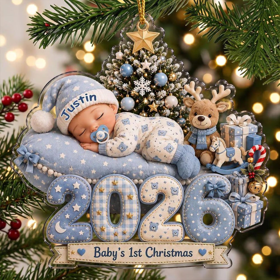 Baby First Christmas Ornament,  Personalized Acrylic Ornament, Baby Newborn Christmas