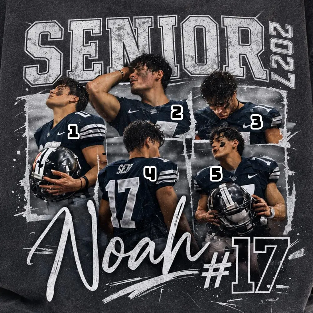 Personalized 2027 Senior Bootleg Shirt, Custom Photo Senior Football Mom Shirt, High School Graduation Gift