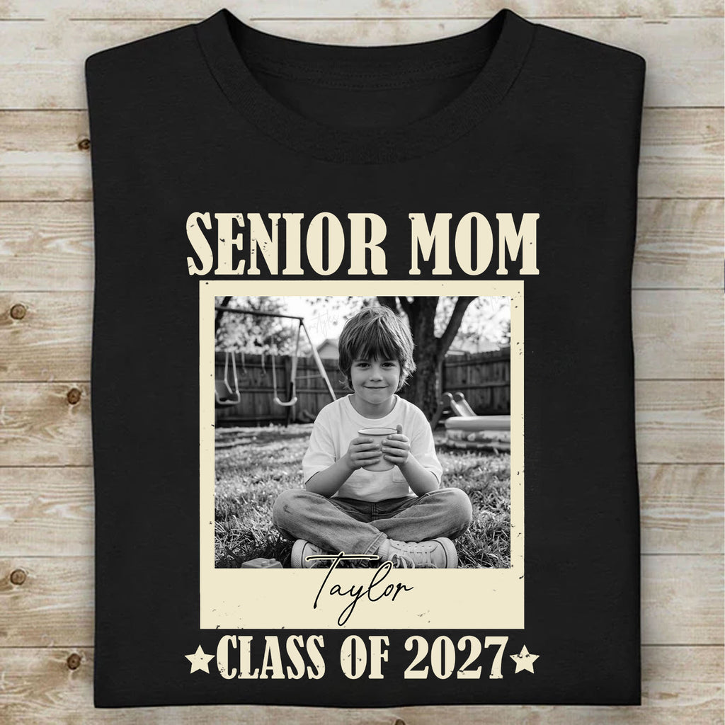 Personalized Senior Mom 2027 Shirt, Custom Photo Class of 2027 T-Shirt, High School Graduation Gift