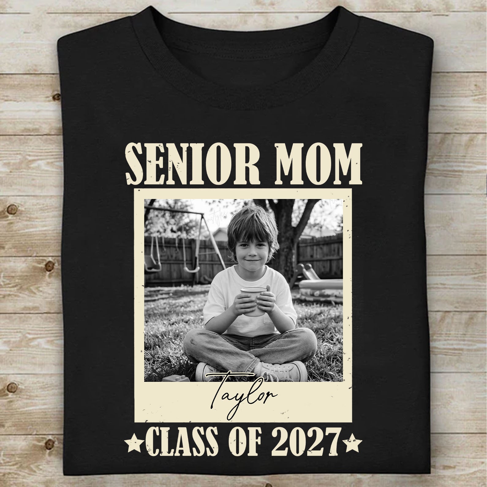 Personalized Senior Mom 2027 Shirt, Custom Photo Class of 2027 T-Shirt, High School Graduation Gift