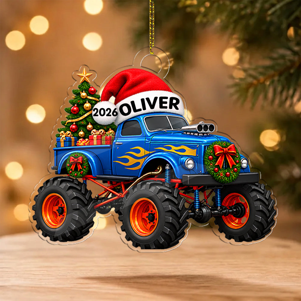 Personalized Car Ornament, Custom Name Acrylic Ornament, Truck Christmas Ornament