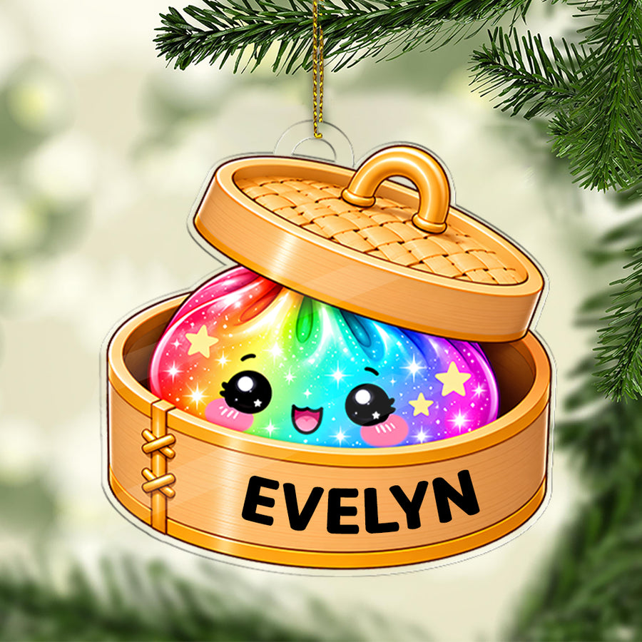 Personalized Glitter Dumpling Ornament, Custom Name Squishy Ornament, Gift For Squishy Lover, Christmas Gift